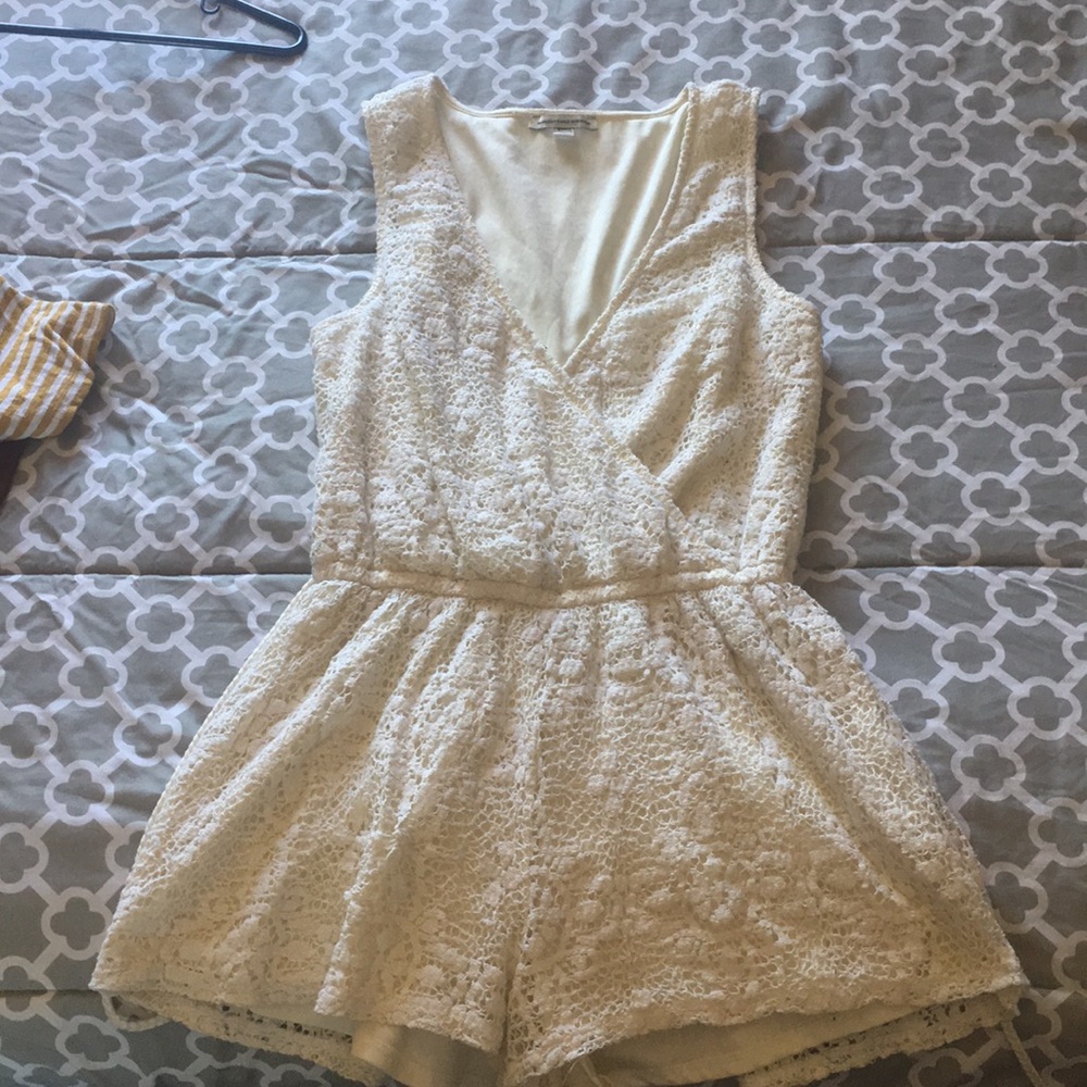 Cream Crochet Romper